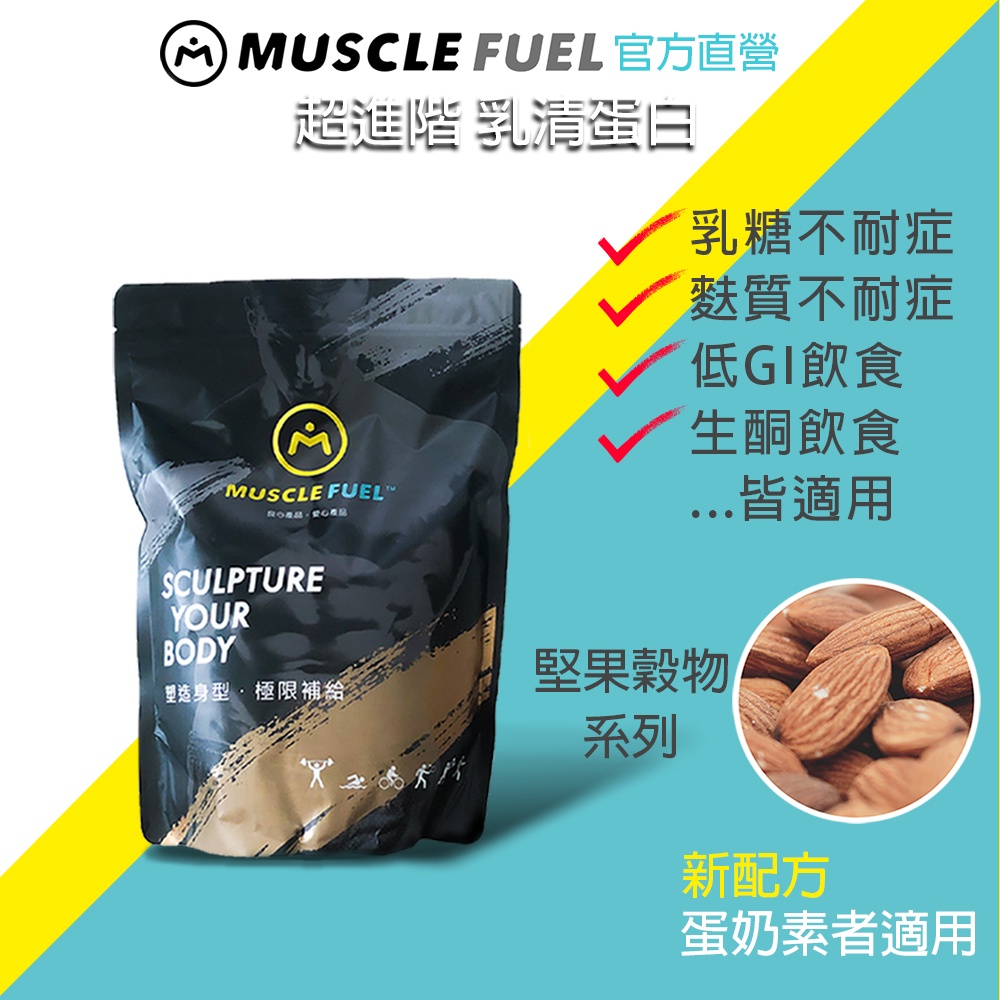 【Muscle Fuel】超進階乳清蛋白 堅果穀物 1kg袋裝｜天然無化學味｜乳糖不耐 低GI 生酮飲食 適用 官方店