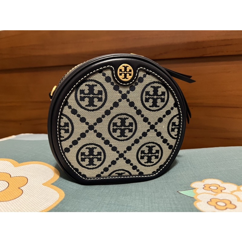 ✨二手✨Tory Burch 緹花滿月包 圓餅包 海軍藍