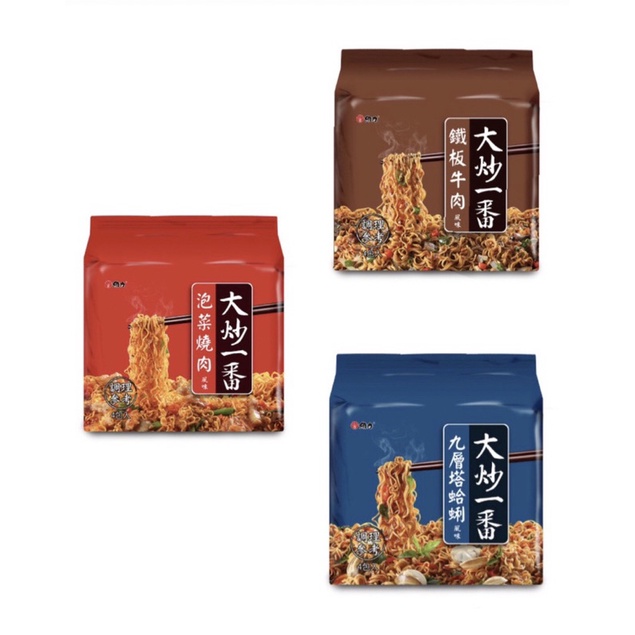 維力大炒一番-九層塔蛤蜊/鐵板牛肉/泡菜燒肉風味泡麵 （85g*4入）