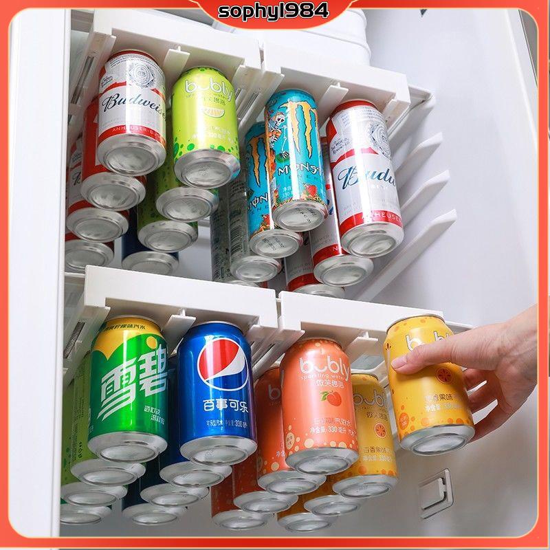 冰箱飲料收納 冰箱飲料啤酒收納盒 自動滾落置物架 冰箱飲料收納神器懸掛式啤酒架子托架置物架可樂易拉罐飲料架分隔