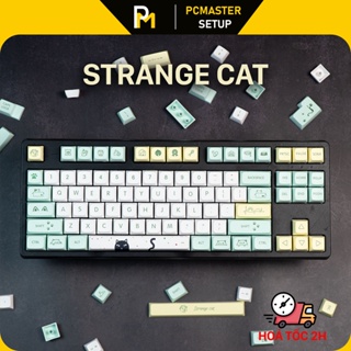 鍵帽 xda pbt Strange Cat 安裝在一個具有 9.5mm 高度的機械鍵盤上,適用於多種尺寸的厚邊,適用於