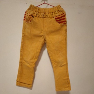 R.Q.Polo Team土黃色條文星星圖案絨布面鬆緊褲頭兒童長褲
