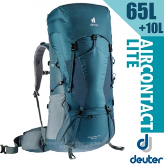 【Deuter】健行登山背包 65+10L Aircontact Lite 自助旅行背包_深灰藍_3340721