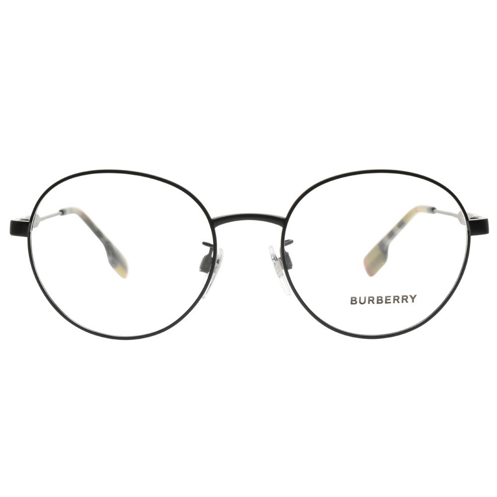BURBERRY 光學眼鏡 B1363-T-D 1007 經典格紋金屬圓框 眼鏡框 - 金橘眼鏡