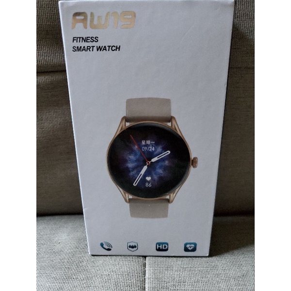 AW19 白色 智能手錶藍芽通話心率血壓運動時尚智能手環(血氧心率/繁體中文/訊息顯示)