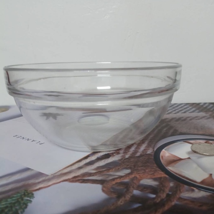 [二手]餐飲業器具 玻璃碗 約16.8CM 分料碗 備料碗 沙拉碗 調理碗透明玻璃碗 器皿 二手餐具
