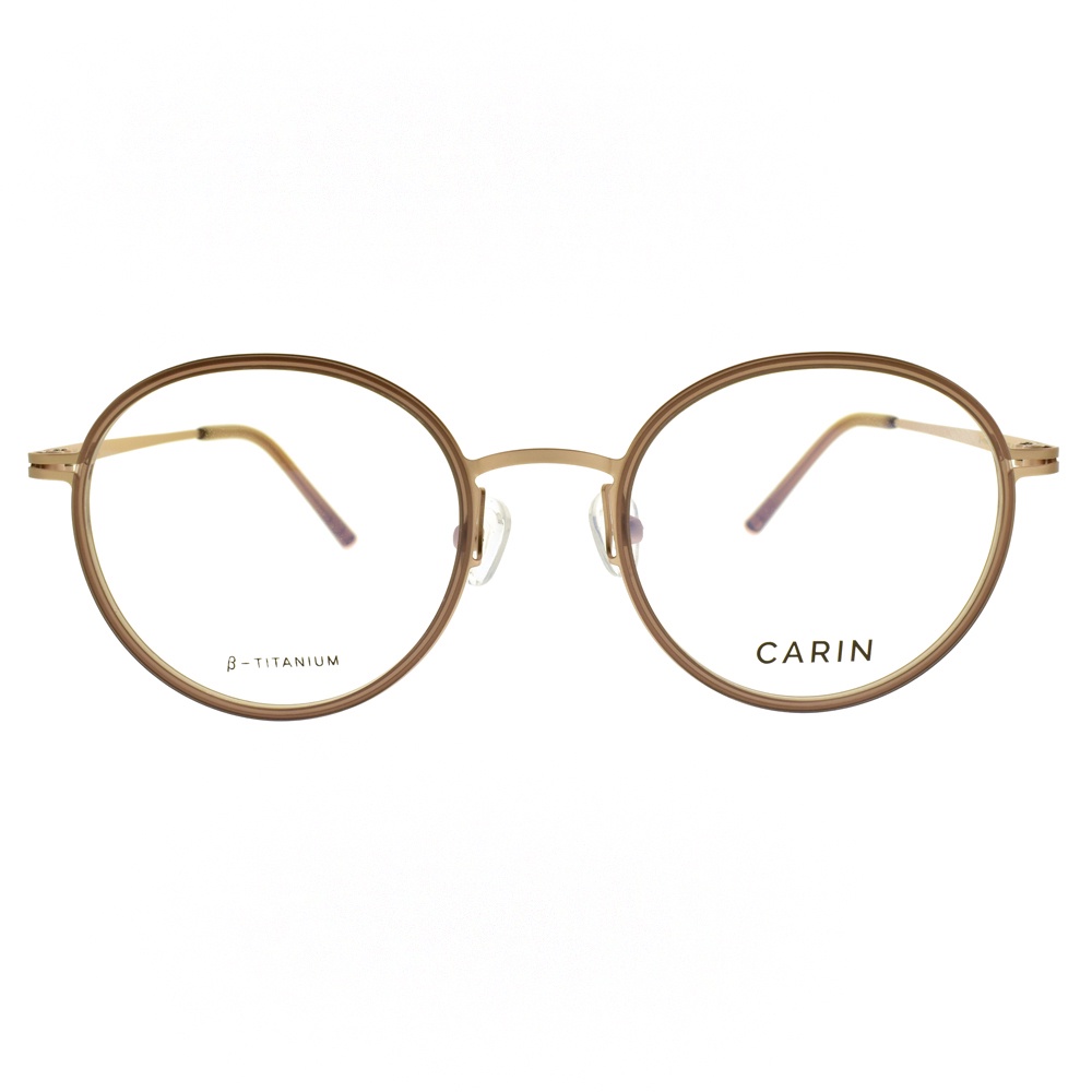 CARIN 光學眼鏡 ELLE+ C3 韓系經典圓框 眼鏡框 - 金橘眼鏡