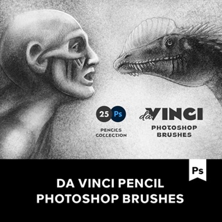 Photoshop筆刷 | 25款專業鉛筆素描草圖繪畫Photoshop筆刷素材套裝