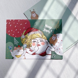 【Shock MAMA 蛋定人生】聖誕豬鼻女 明信片 聖誕卡
