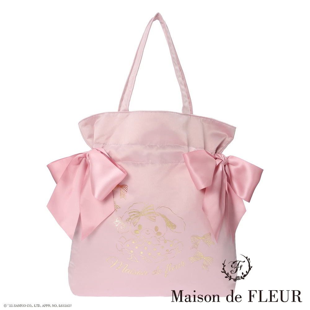 Maison de FLEUR 蹦蹦兔系列燙金雙緞帶托特包(8S24F0J0350)