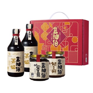 【豆油伯】臺灣唯一金叉獎醬油 茶姬醬料禮盒(茶姬醬油500ml*2瓶、黑豆豉280g*1瓶、豉留香260g*1瓶)