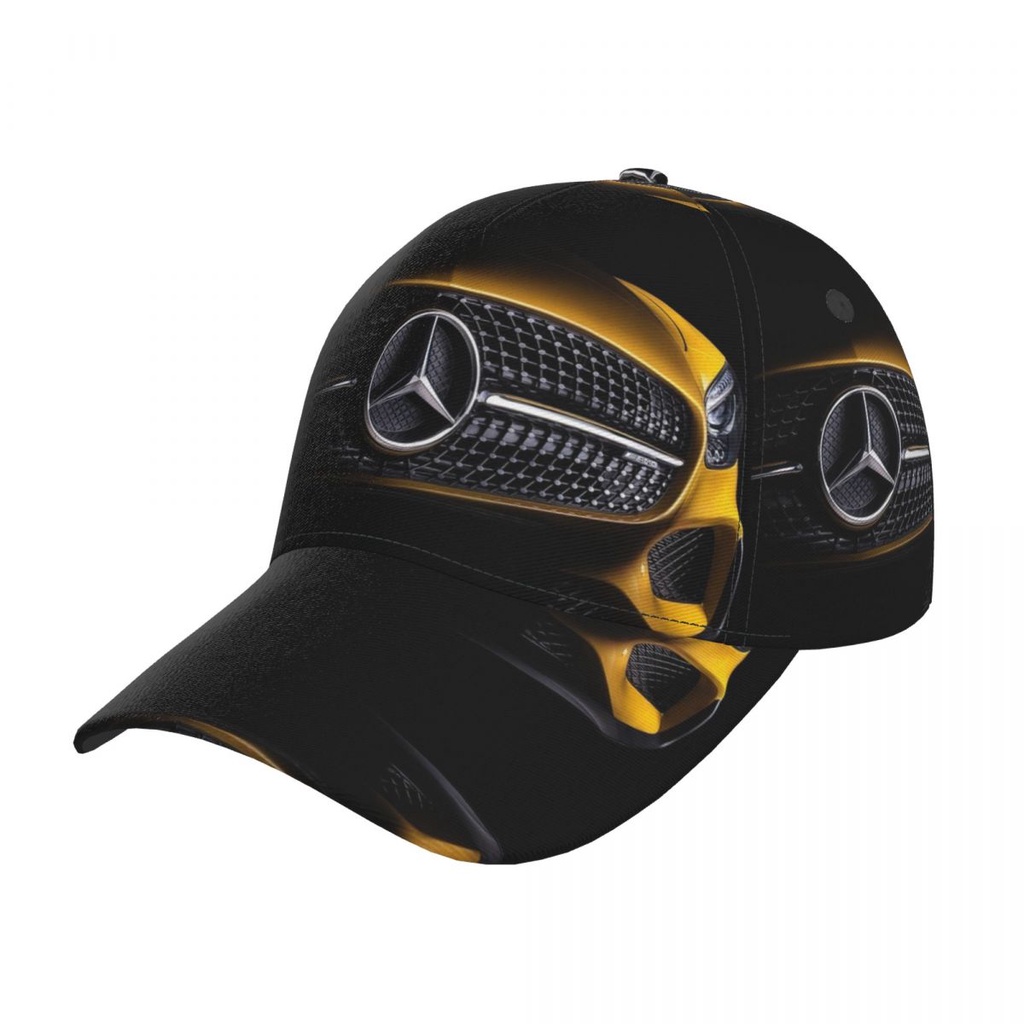 現貨 Mercedes-Benz (2) 時尚彎簷棒球帽 簡約休閒街舞帽百搭中性遮陽帽子 全幅印花平沿帽 可調整男女網紅