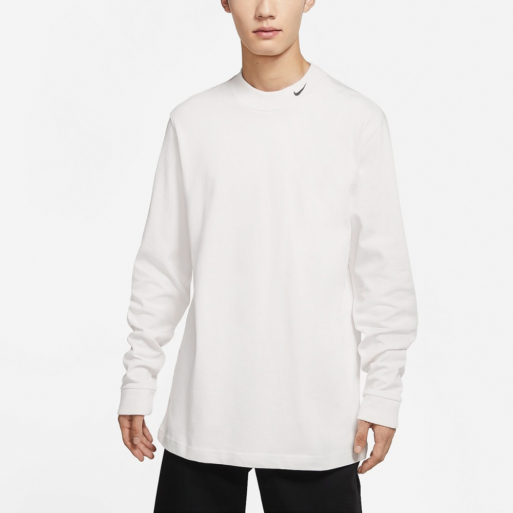 【Asper】NIKE NSW MOCK NECK SHIRT 白色 刺繡小勾 微高領 DX5869-030