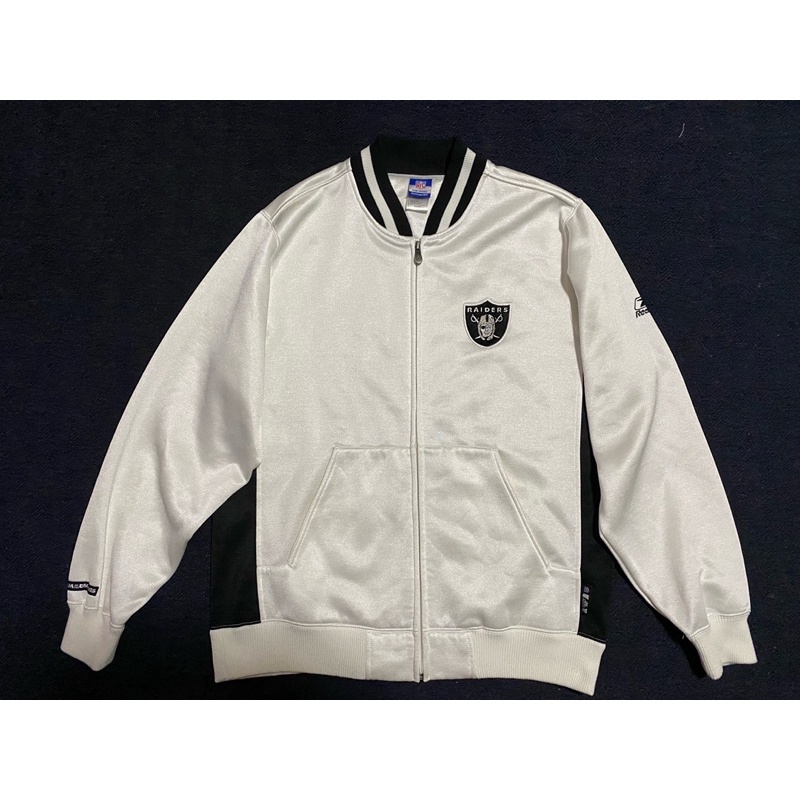 Vintage REEBOK 出品 NFL 奧克蘭 突擊者隊 反光白色外套/ 90s / 古著 / Raiders