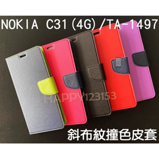 NOKIA C31 (4G)/TA-1497 專用 撞色/斜立/側掀皮套/錢夾/手機皮套/支架/手機保護套