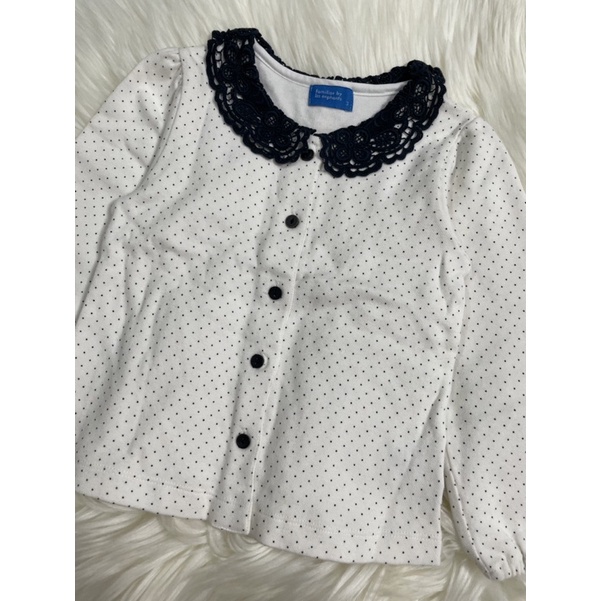 近全新 麗嬰房 台灣製 美國棉 蕾絲領 點點 長袖 外套 上衣 3歲