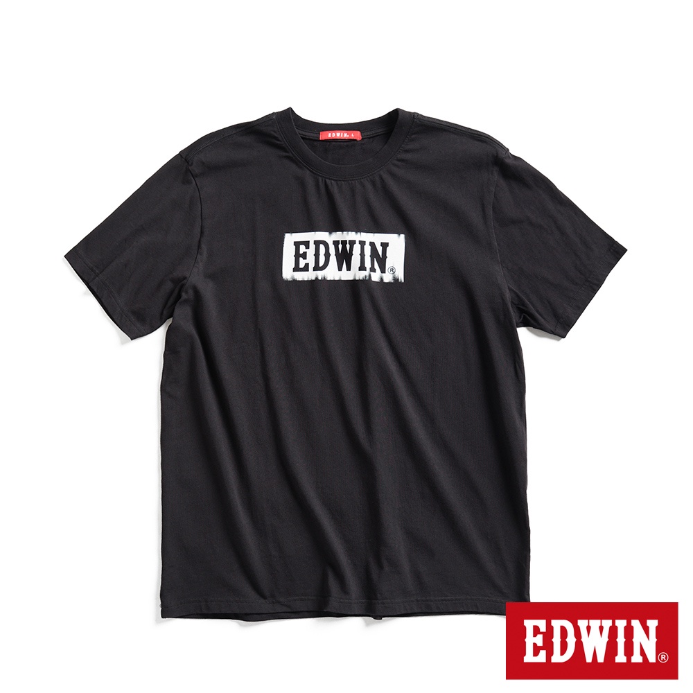 EDWIN 男款 網路獨家 工業風格LOGO經典短袖T恤(黑色)