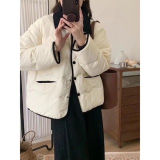 韓版燈芯絨領子小個子白鴨絨羽絨外套