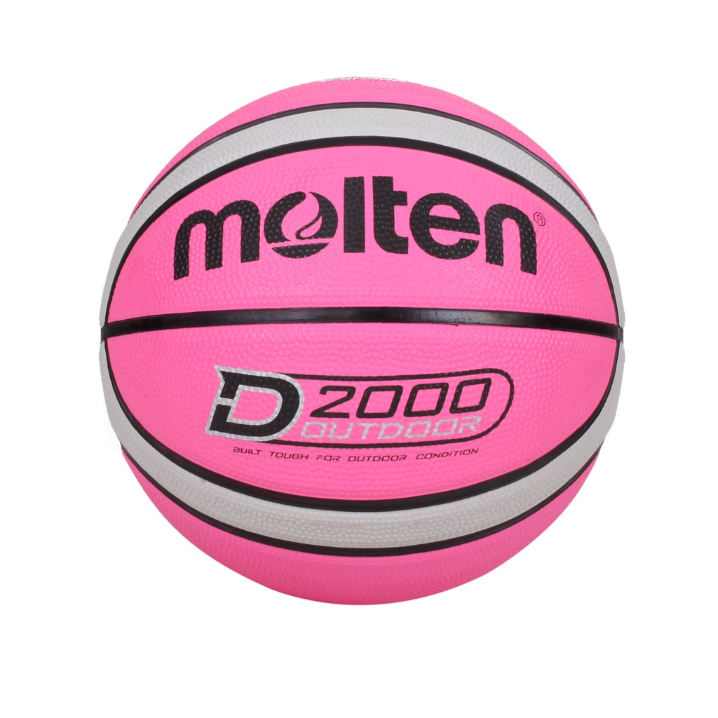 Molten #6橡膠深溝12片貼籃球(6號球 粉紅灰