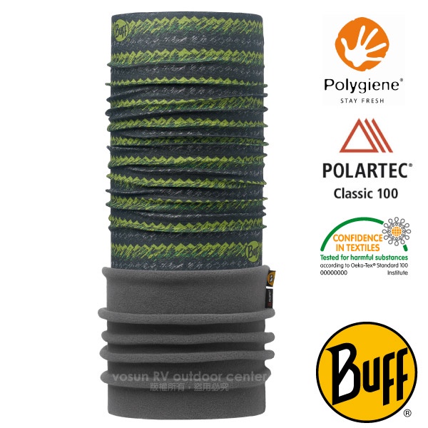 【西班牙 BUFF】POLARTEC 加長型超彈性保暖魔術頭巾/可當圍巾_口罩_圍脖帽子_黎明綠野_113108