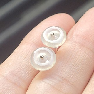 嗨，寶貝銀飾珠寶* 翡翠飾品☆925純銀 天然緬甸玉保A貨 造形設計款 起熒光 冰玻璃種白翡 玉扣翡翠 耳釘 耳環9
