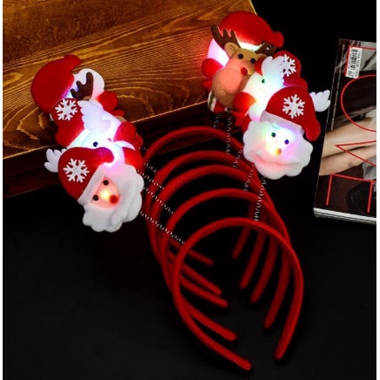 聖誕節裝飾品 聖誕發光髮箍  發光聖誕帽 發光聖誕眼鏡 發光毛絨兔耳朵