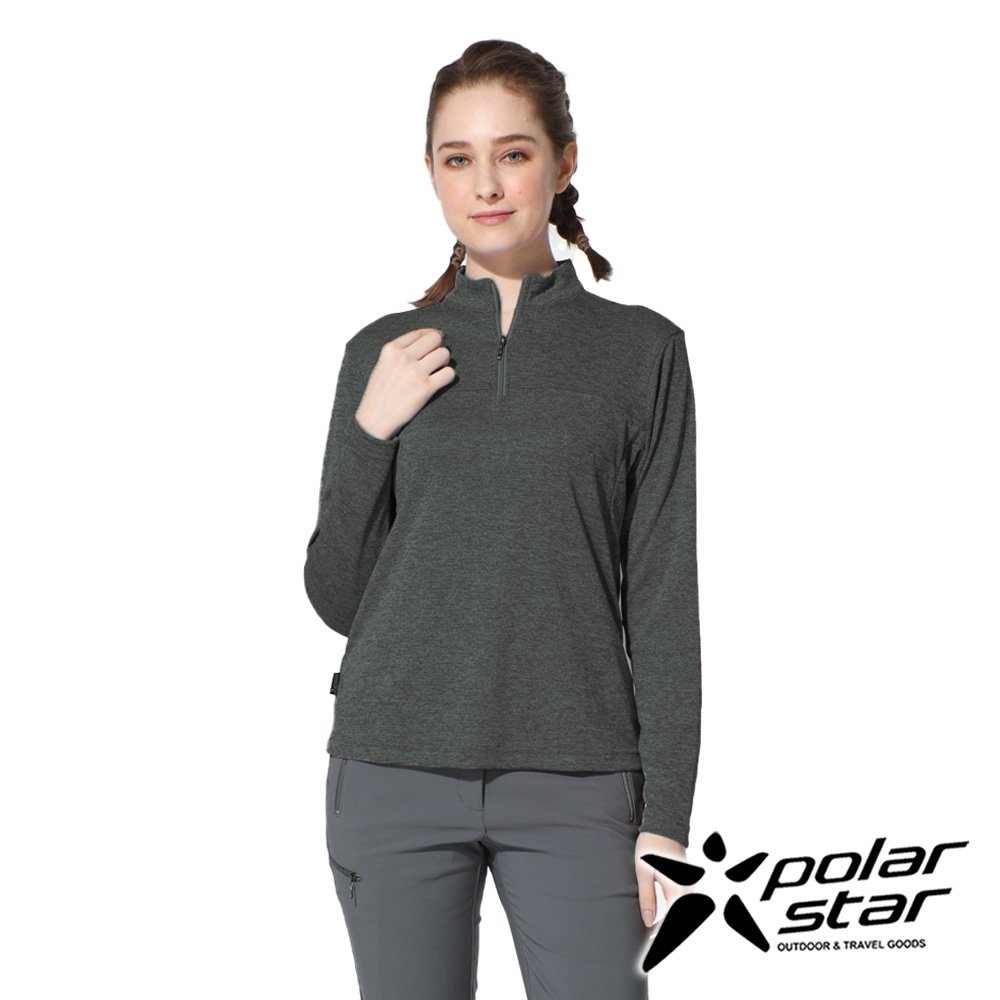 【PolarStar】女 保暖立領長袖衣『炭灰』P22216
