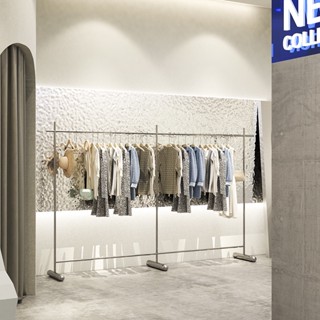 『MOKA®摩卡』置物架 展示架 架子 收納架 衣架 服裝店落地式不銹鋼拉絲掛衣架簡約陳列道具女裝店中島貨架展示架