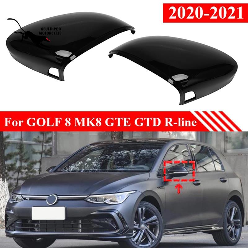 汽車後視鏡罩,適用於 Golf 8 MK8 GTE GTD R-Line 2020 2021 後視鏡罩,帶盲點輔助孔