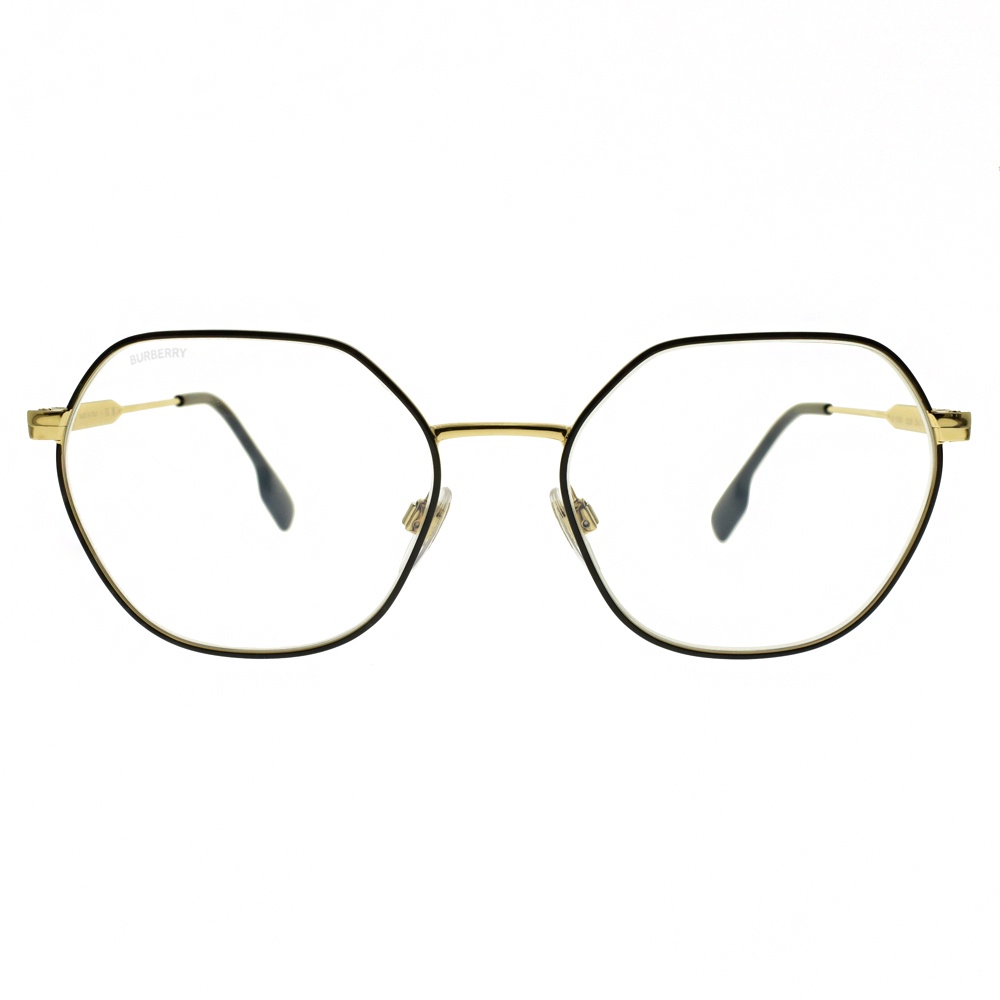 BURBERRY 濾藍光眼鏡 B1350 1326 經典格紋多邊框 眼鏡框 - 金橘眼鏡