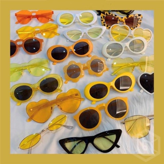 WW46·黃色系歐美風果凍色眼鏡日韓街拍復古夏日彩片墨鏡韓版太陽眼鏡情侶拍照飾品