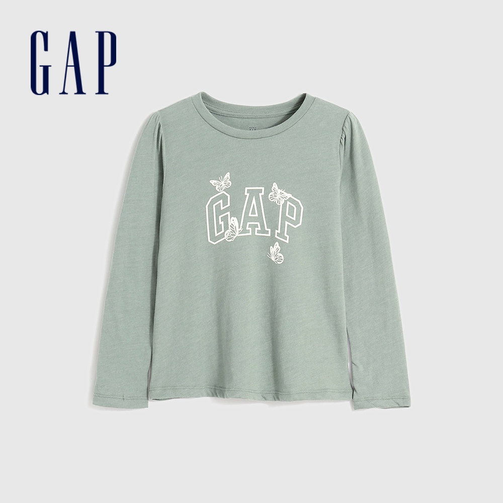 Gap 女幼童裝 Logo可愛內搭長袖T恤-綠色(461428)