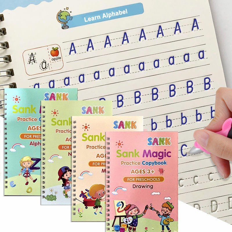 兒童書籍學讀數數數著色繪圖 Sank Magic Contents 4 Bonus Pens 可擦