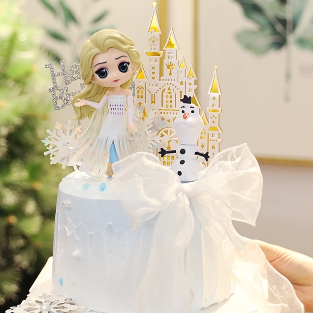 (現貨)網紅冰雪公主烘焙蛋糕裝飾擺件 艾莎公仔冰雪奇緣 公仔公主 雪寶公仔兒童生日雪花城堡烘焙裝飾造型蛋糕