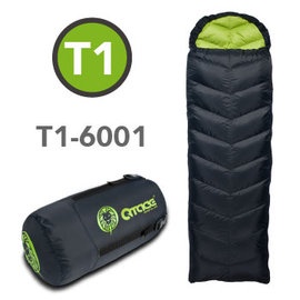 全新 現貨 秒出 ~ QTACE-旅行系列T1-6001 羽絨睡袋 黑綠 露營 登山 背包客 睡袋