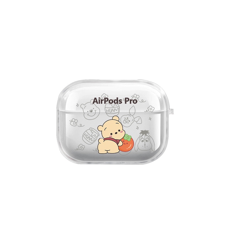 維尼熊airpods保護套草莓熊airpodspro蘋果耳機套3代airpods3三代透明airpod耳機盒ipods2