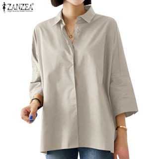 Zanzea 女式時尚 3/4 袖襯衫寬鬆休閒復古襯衫