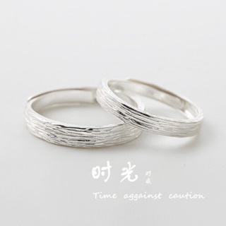 交換禮物-時光 情侶戒指純銀一對小眾設計ins風素圈戒指學生對戒生日禮物