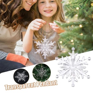 10 件裝聖誕透明亞克力雪花吊墜窗戶裝飾/透明水晶雪花裝飾品,適用於聖誕樹掛飾