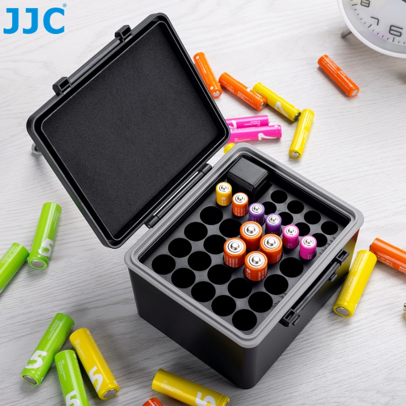 JJC 大容量直插式電池收納盒帶電量檢測機 可收納20個AA+14個AAA電池  攝影用5號7號乾電池便攜保護盒
