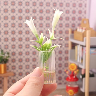 微縮食玩百合花迷你模型仿真植物1:12分娃娃屋場景dollhouse玩具 家家酒玩具 兒童diy生日禮物