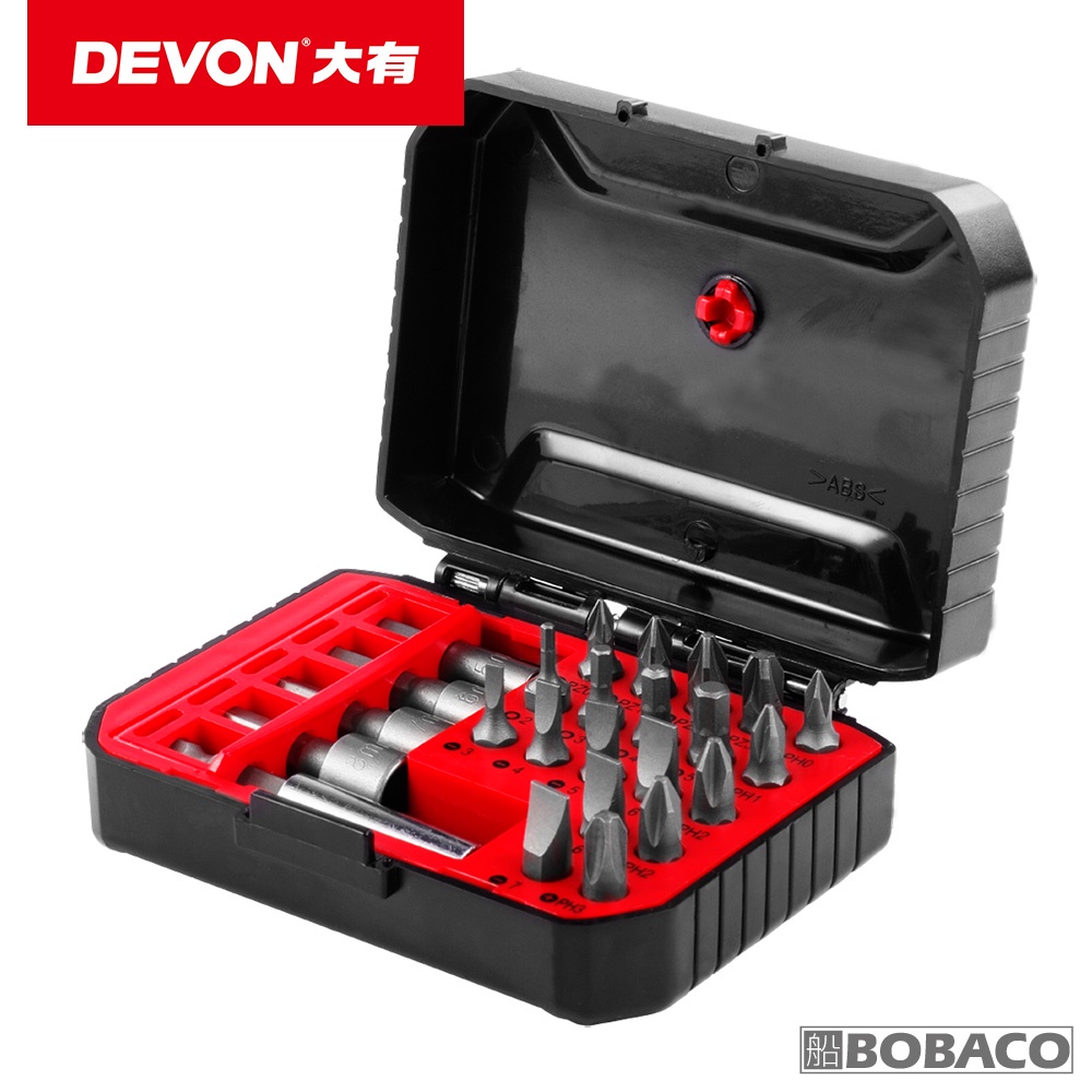 DEVON大有【24件起子頭套組 BS24P-00165】螺絲 批頭 內六角 十字 電動工具配件 套裝工具 家用維修