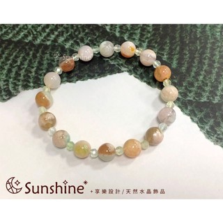 Sunshine享樂『櫻花雨』天然櫻花瑪瑙 鑽切葡萄石 天然水晶礦石 手串 手鍊