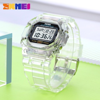 SKMEI 1999 運動簡約學生運動手錶 時尚透明殼帶女款防水電子錶