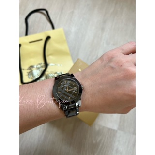 Burberry bu9181 黑色 陶瓷 34mm 經典 格紋 手錶 bu手錶 bu錶