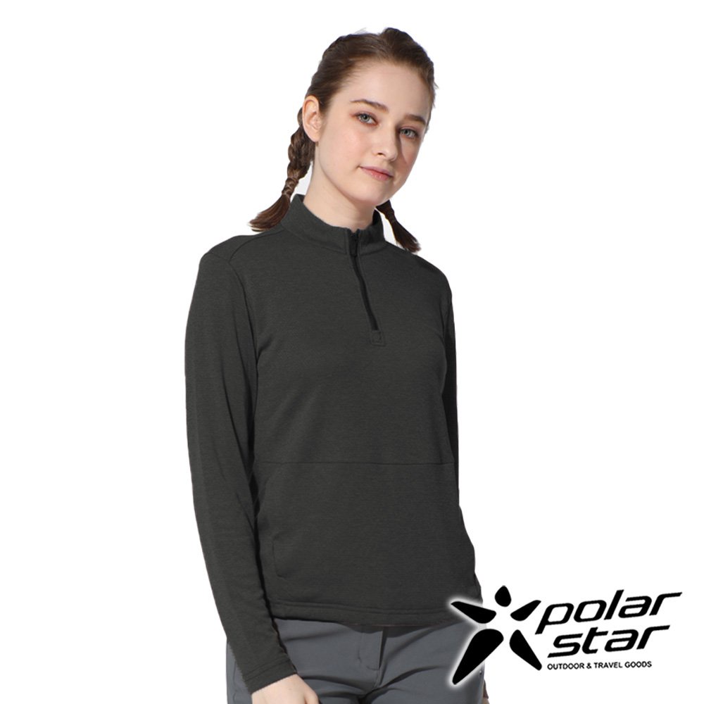 【PolarStar】女 保暖立領長袖衣『黑』P22220