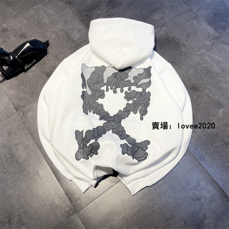 OFF WHITE 連帽 衛衣 加絨 長袖 帽T 大學T 情侶 男 女 生 款 寬松 加厚 秋冬 休閒 水溶漸變 中性