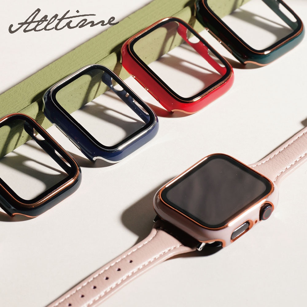 【AllTime】鍅瑯風鋼化膜一體 Apple watch 手錶保護殼 S11 S10 S9 S8 S7 S6 SE