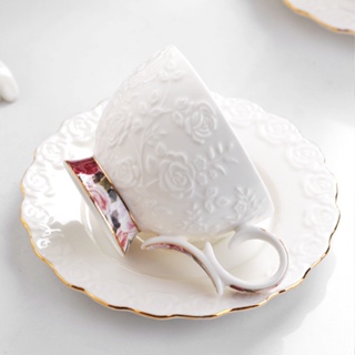 骨瓷咖啡杯家用 歐式骨瓷花茶杯 英式下午茶杯碟套裝
