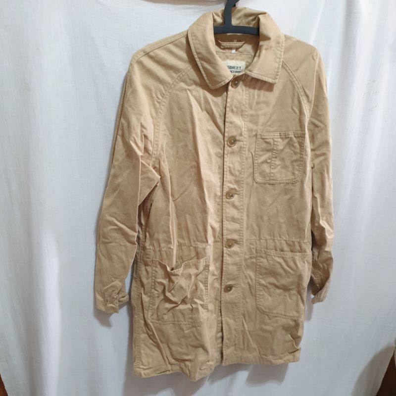 姜小舖中性風🤎SPAO PEGIMENT奶茶色厚棉質長袖長版襯衫外套M號